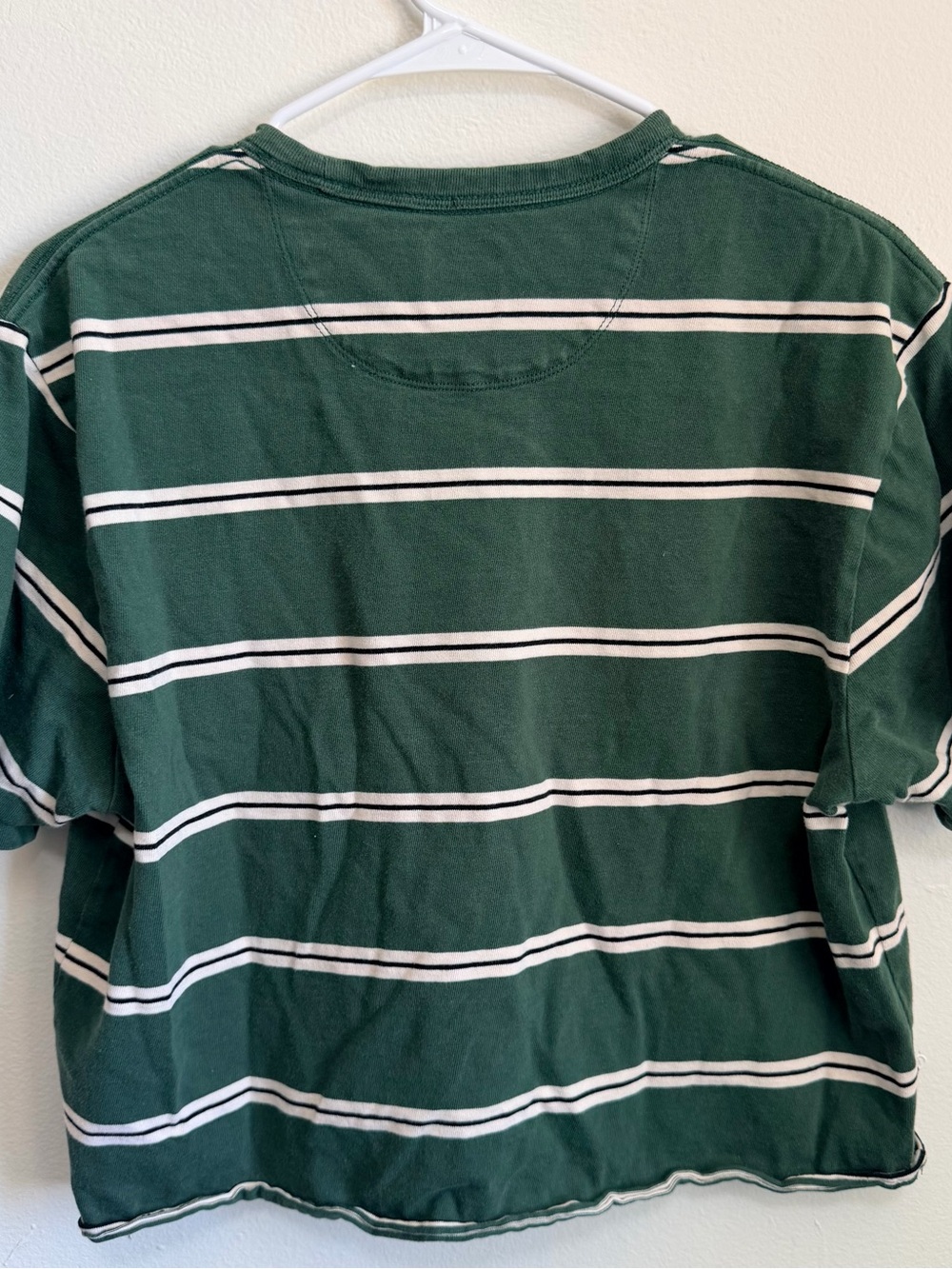 Vans off the wall Green and Cream Striped Embroidered cropped Logo Tee - Picture 4 of 4